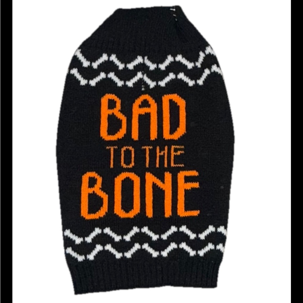 Dog Sweater Bad to the Bone Black & Orange Size Large
